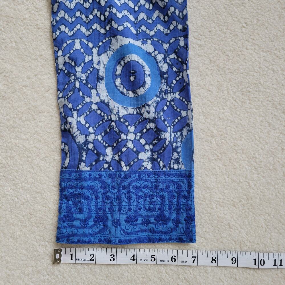 EUC Novica M Embroidered Tunic Dress Tassel Midi/Mini Boho Beachy Cruise Blue - Picture 14 of 16